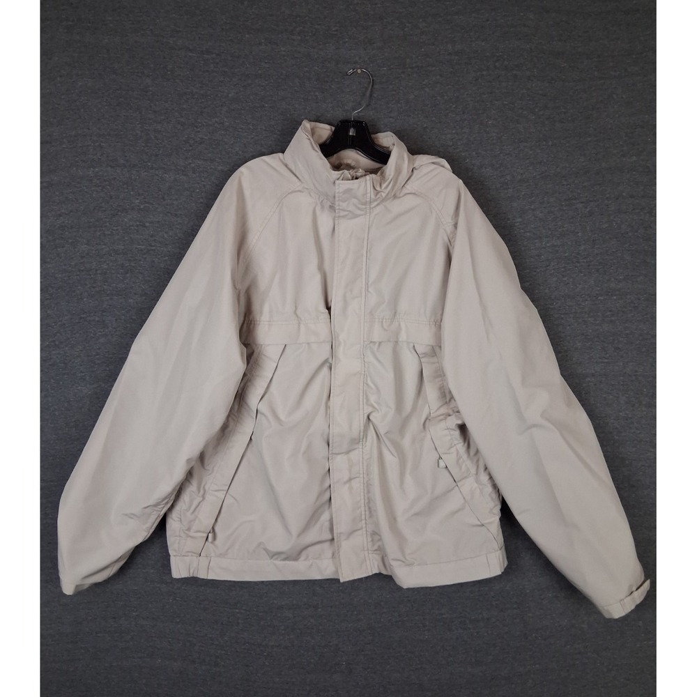 Eddie Bauer Coat XLT White Weather Edge Hood Rain Jacket Waterproof Packable